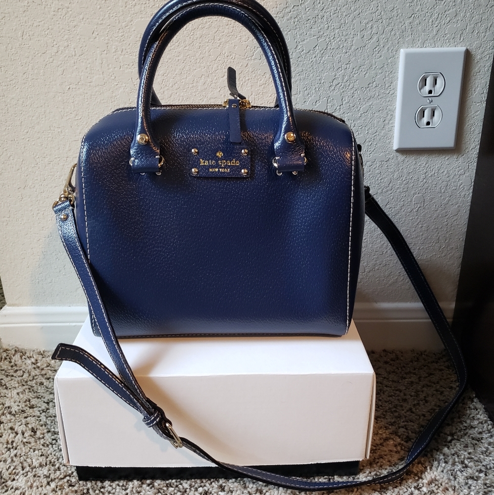 Kate Spade Navy Blue Boxy Purse Wellesley Alessa